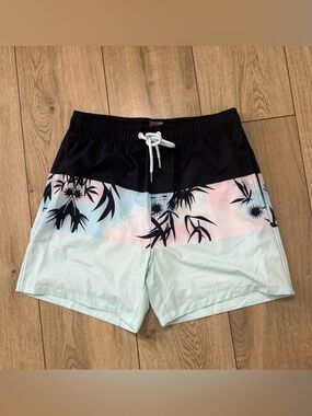 Men's Black, Pastel Pink & Mint Tropical Swim Shorts